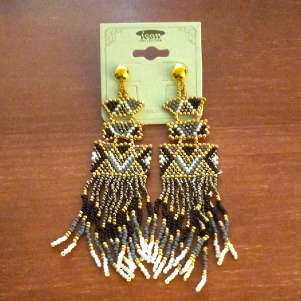 Aztec Layered Seed Bead Earrings